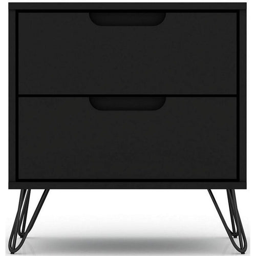 2-Drawer Black Engineered Wood Nightstand I4382