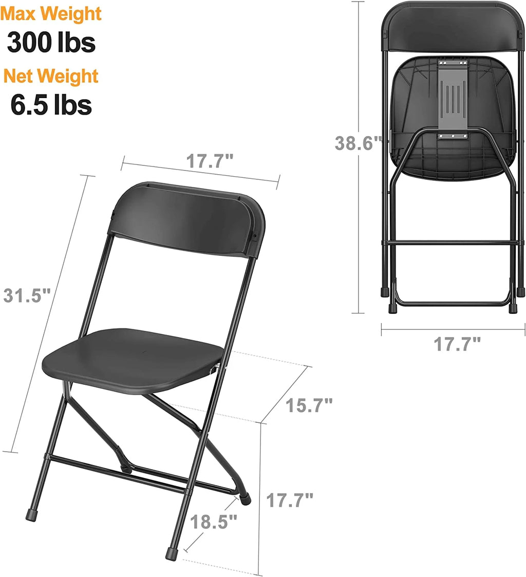 10 Pack Black Plastic Folding Chair with Steel Frame M214225