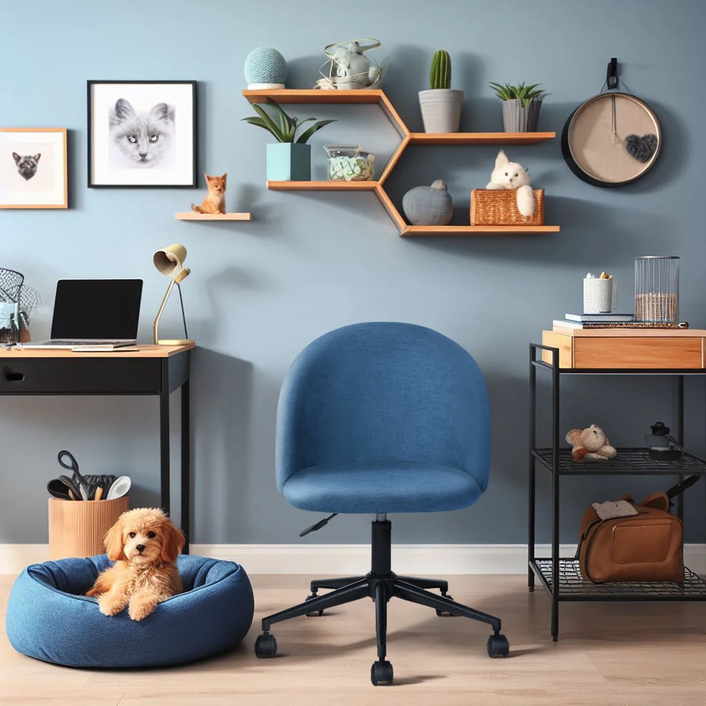 Blue Adjustable Swivel Fabric Upholstered Armless Task Chair H10930