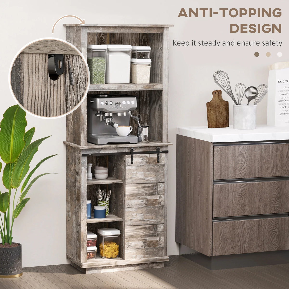 Rustic Kitchen Buffet with Hutch M236