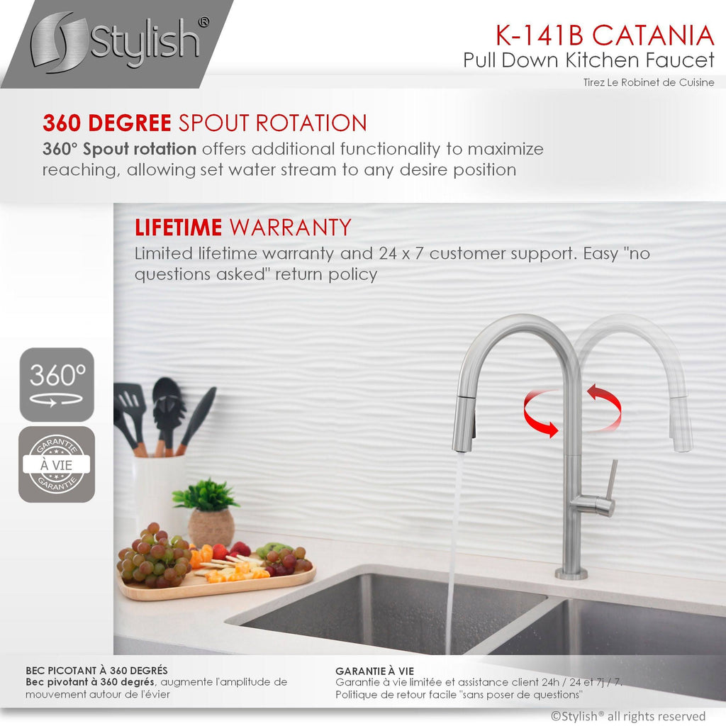 Brushed Nickel Pull Down Single Handle Kitchen Faucet L359885