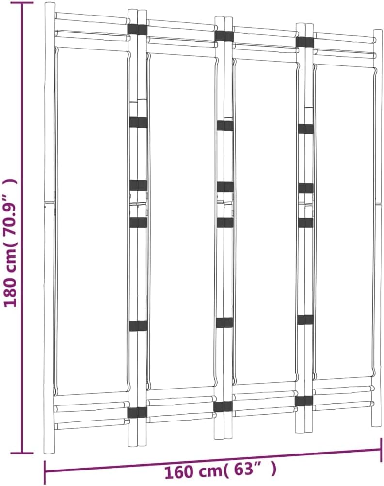 4-Panel Bamboo Room Divider Cream White Y4439