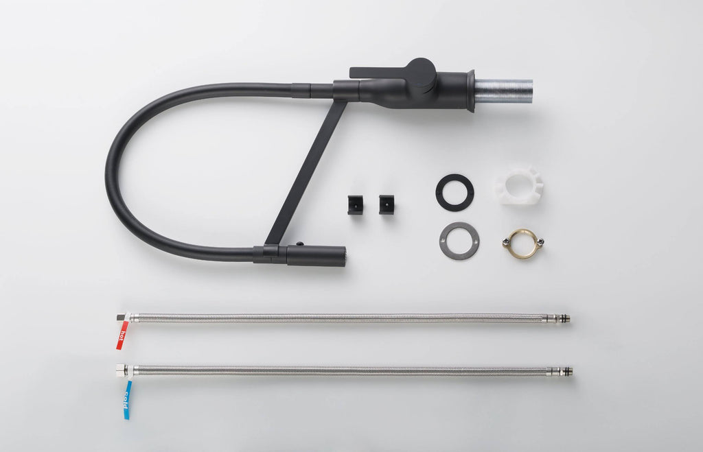 Matte Black Gooseneck Single Lever Kitchen Faucet with Spray Head R16359