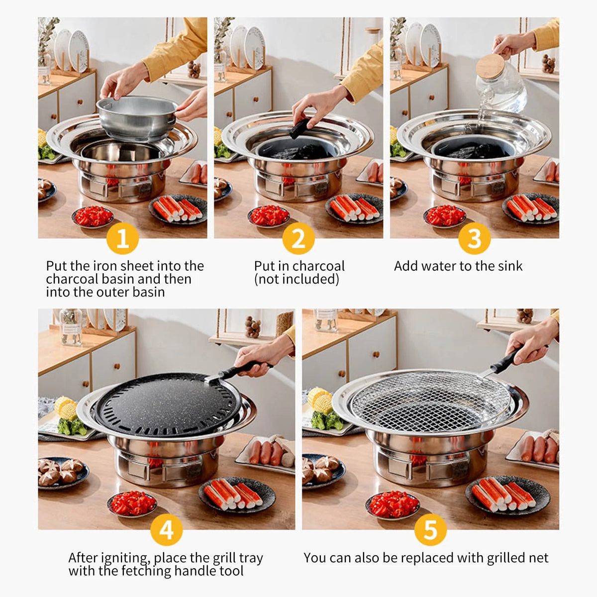 Korean BBQ Tabletop Charcoal Grill 13 Inch E136497