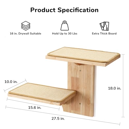 Cat Wall Shelves, 2 Platform Tree Shape Wall-Mounted Floating Shelf with Sisal Mat B68420