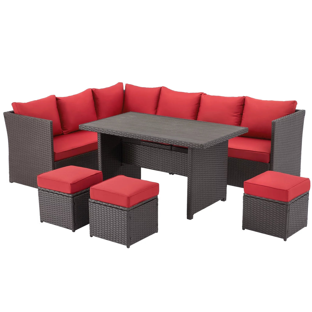 7 Piece Rattan Wicker Patio Conversation Set F368