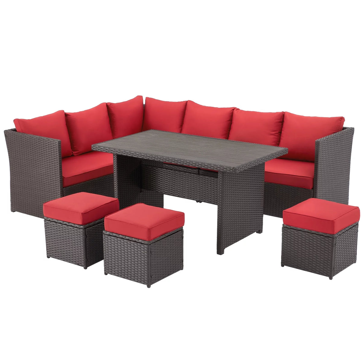 7 Piece Rattan Wicker Patio Conversation Set F368