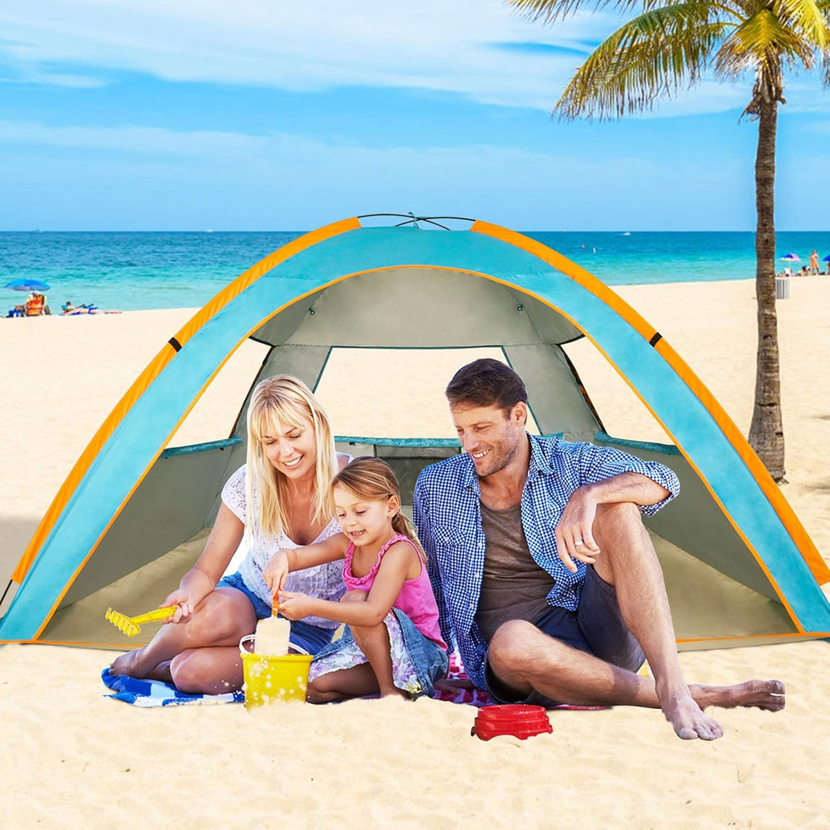 2-4 Person Beach Tent Sun Shelter with Carrying Bag V6763