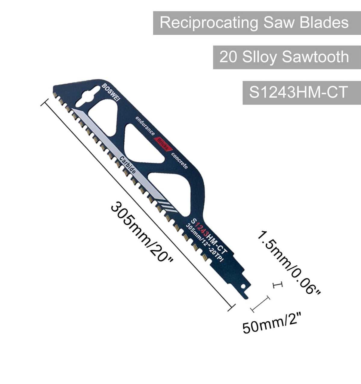12-305mm Reciprocating Saw Blades for Cutting Masonry P176144