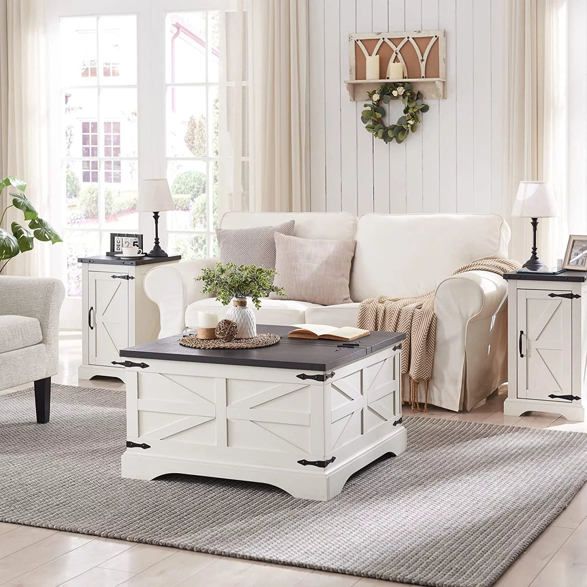 Square Wood Coffee Table with Hidden Storage Compartment U189131