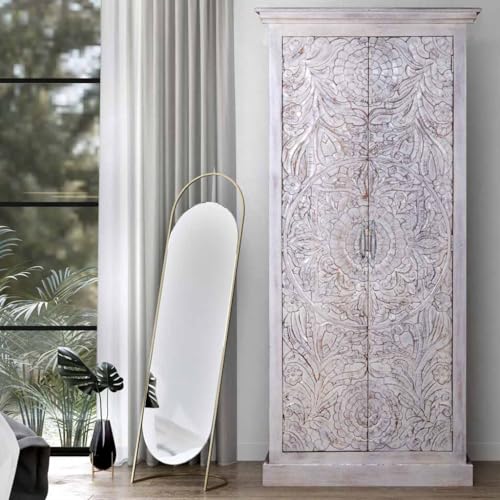 White Solid Wood Wardrobe B839240