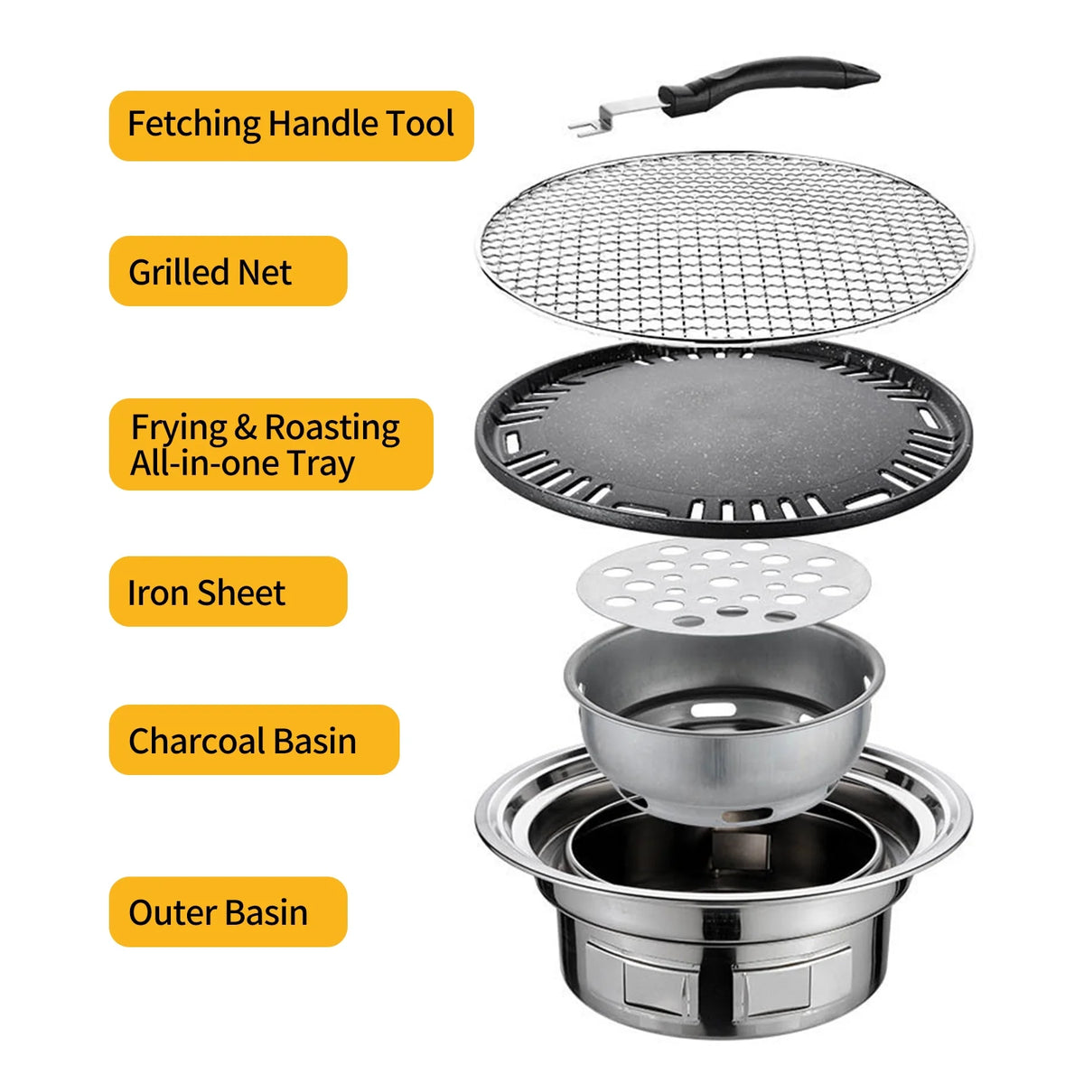 Korean BBQ Tabletop Charcoal Grill 13 Inch E136497