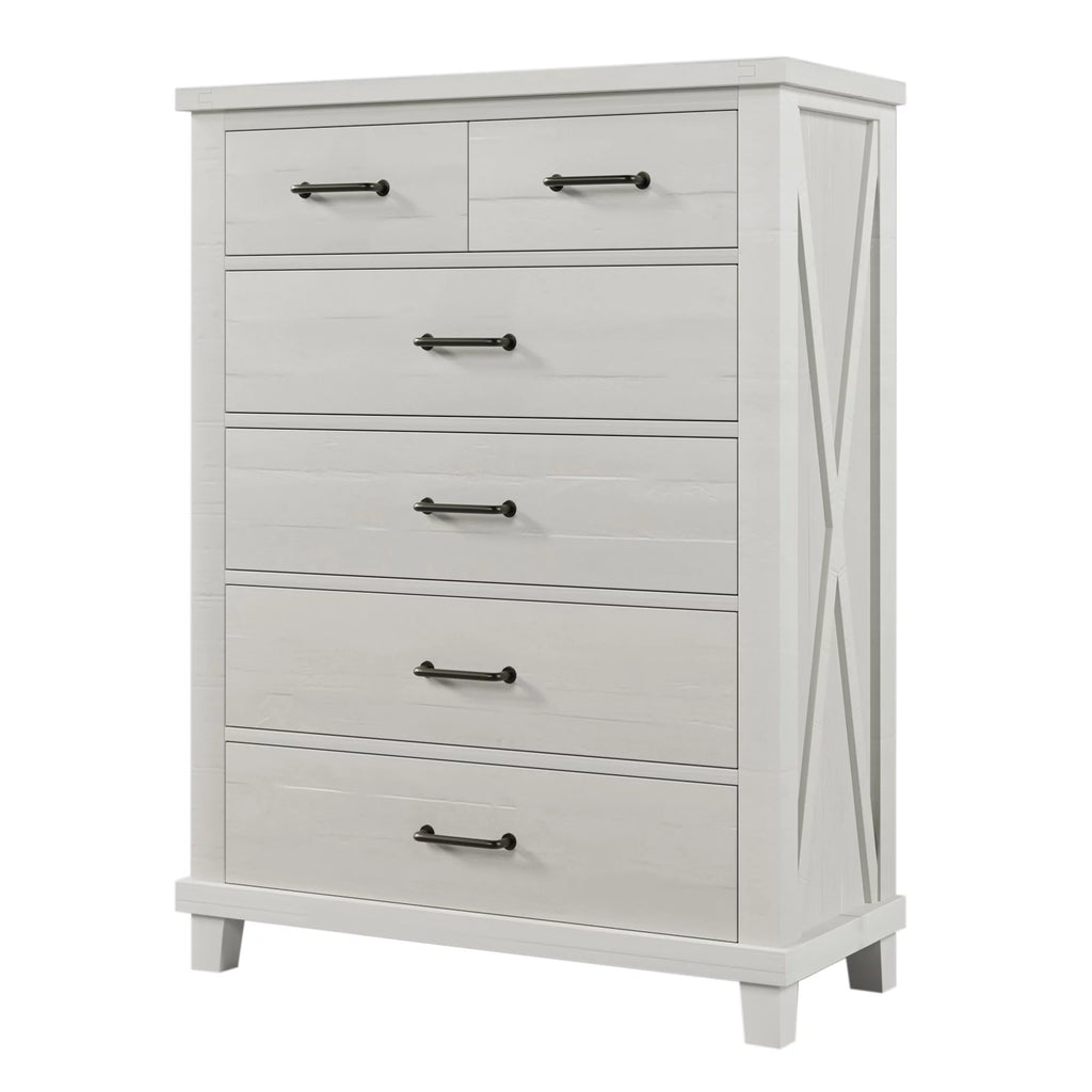 White Solid Pine Wood Six-Drawer Chest Z322