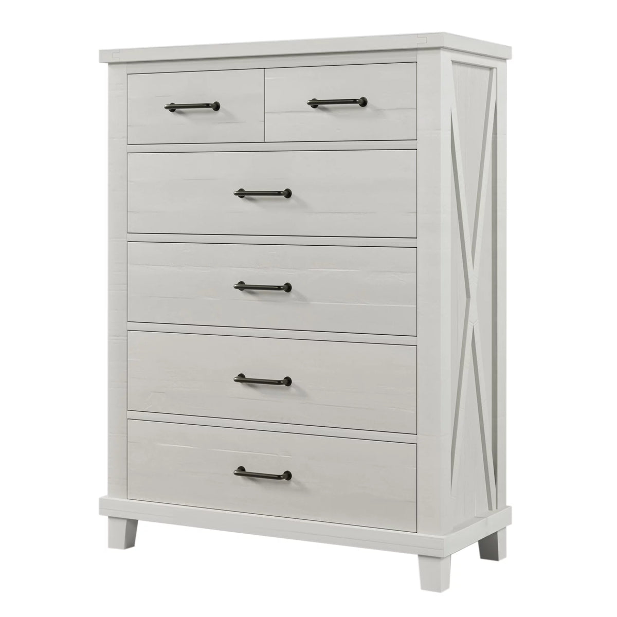 White Solid Pine Wood Six-Drawer Chest Z322