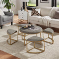 Round Coffee Table with Nesting Stools Y791989