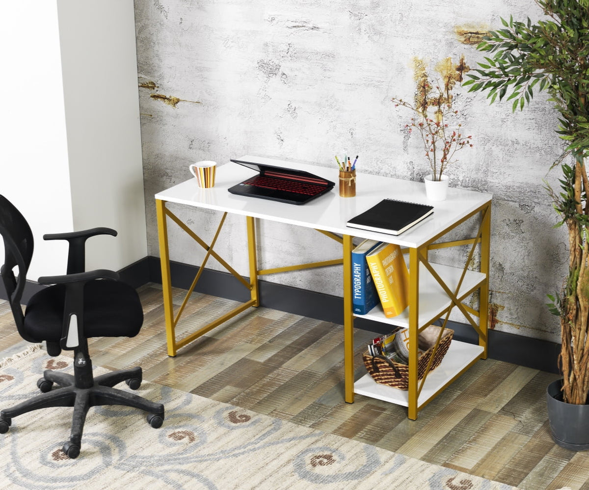 47" White Wooden Top Writing and Computer Desk C857094