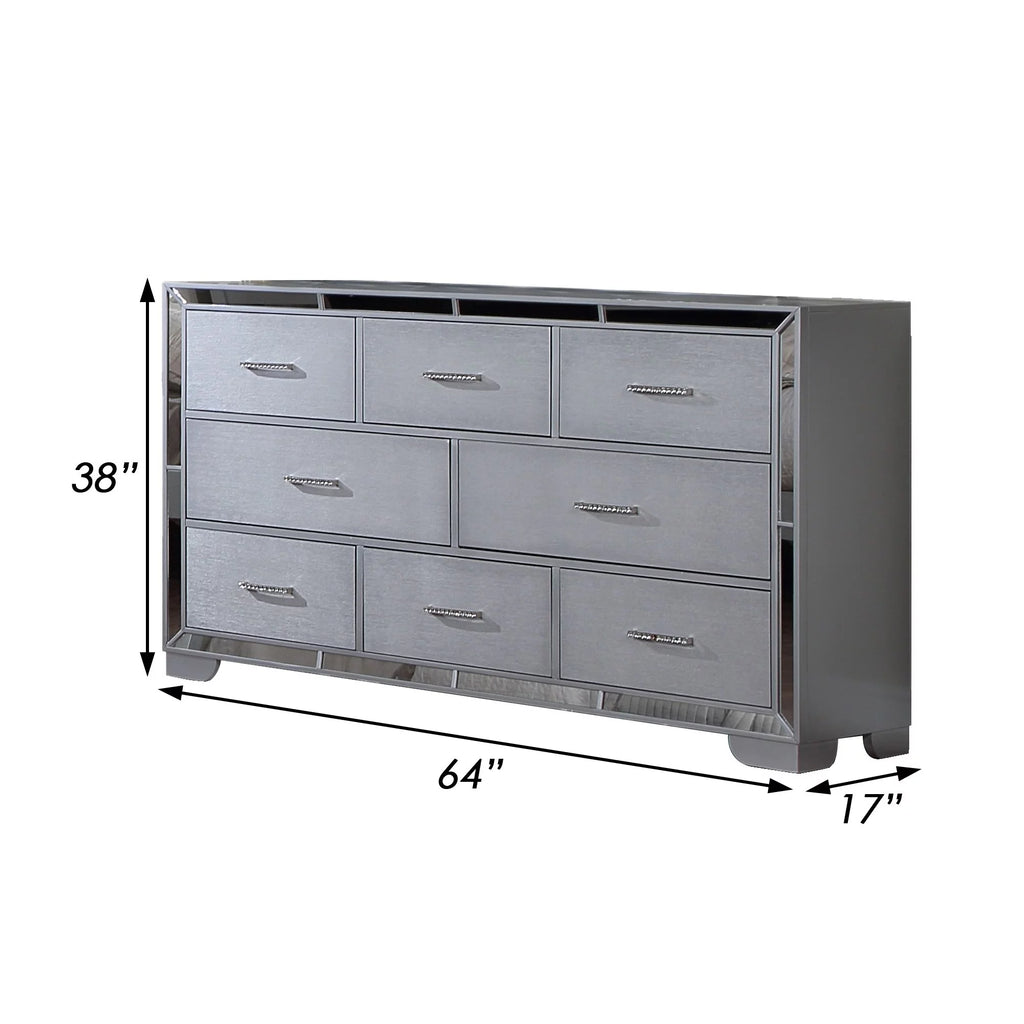 64 Inch Pine Wood Dresser, 8 Drawers S621146