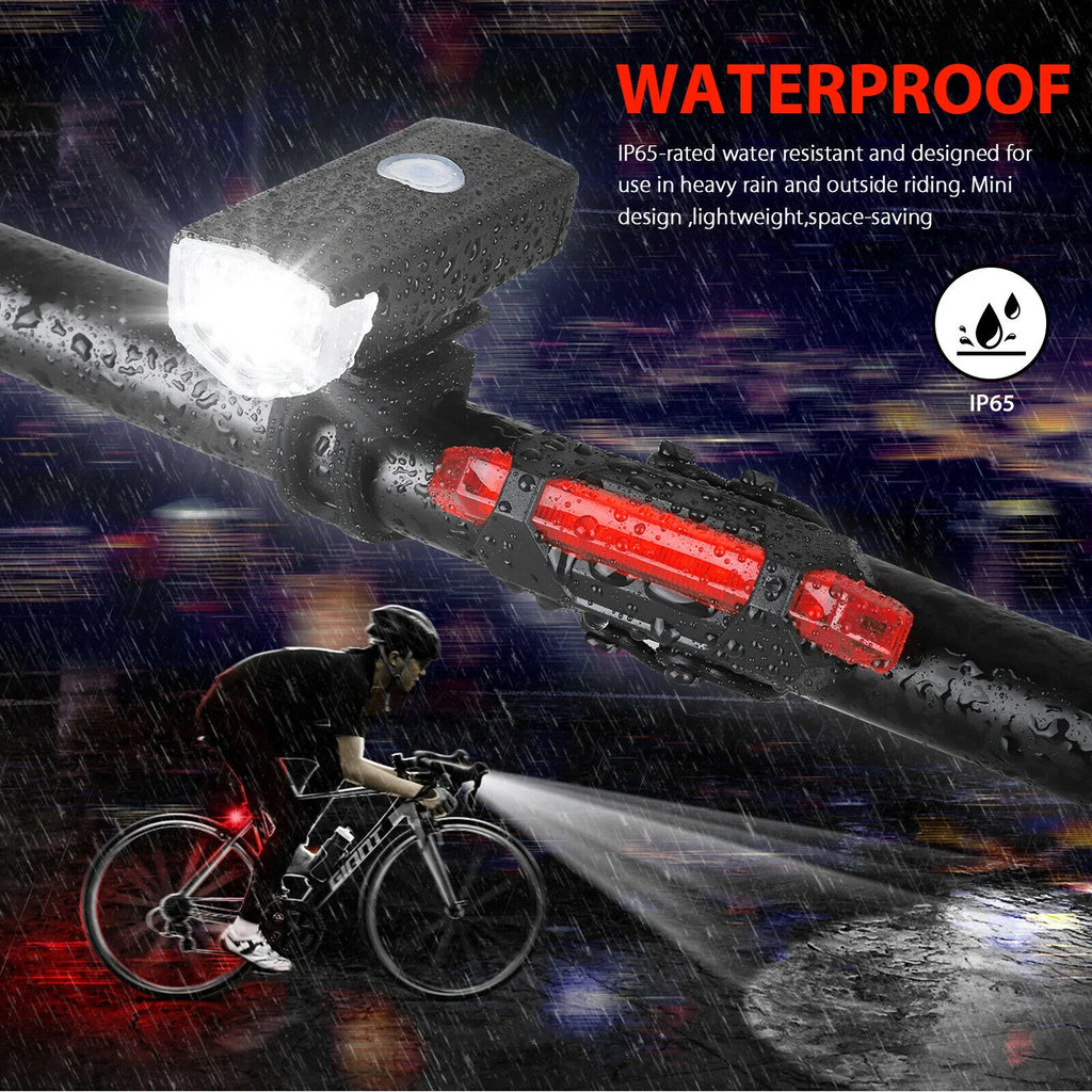 40 Sets USB Rechargeable Bike Light Set, LED Bicycle Headlight Front Rear Lamp Tail Light G7183