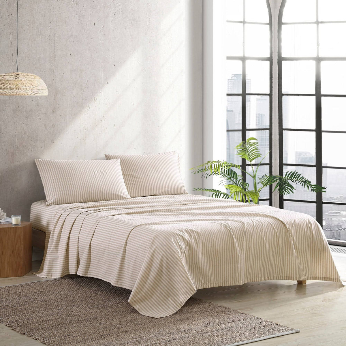 Beige Percale Sheet Set, Twin K891779