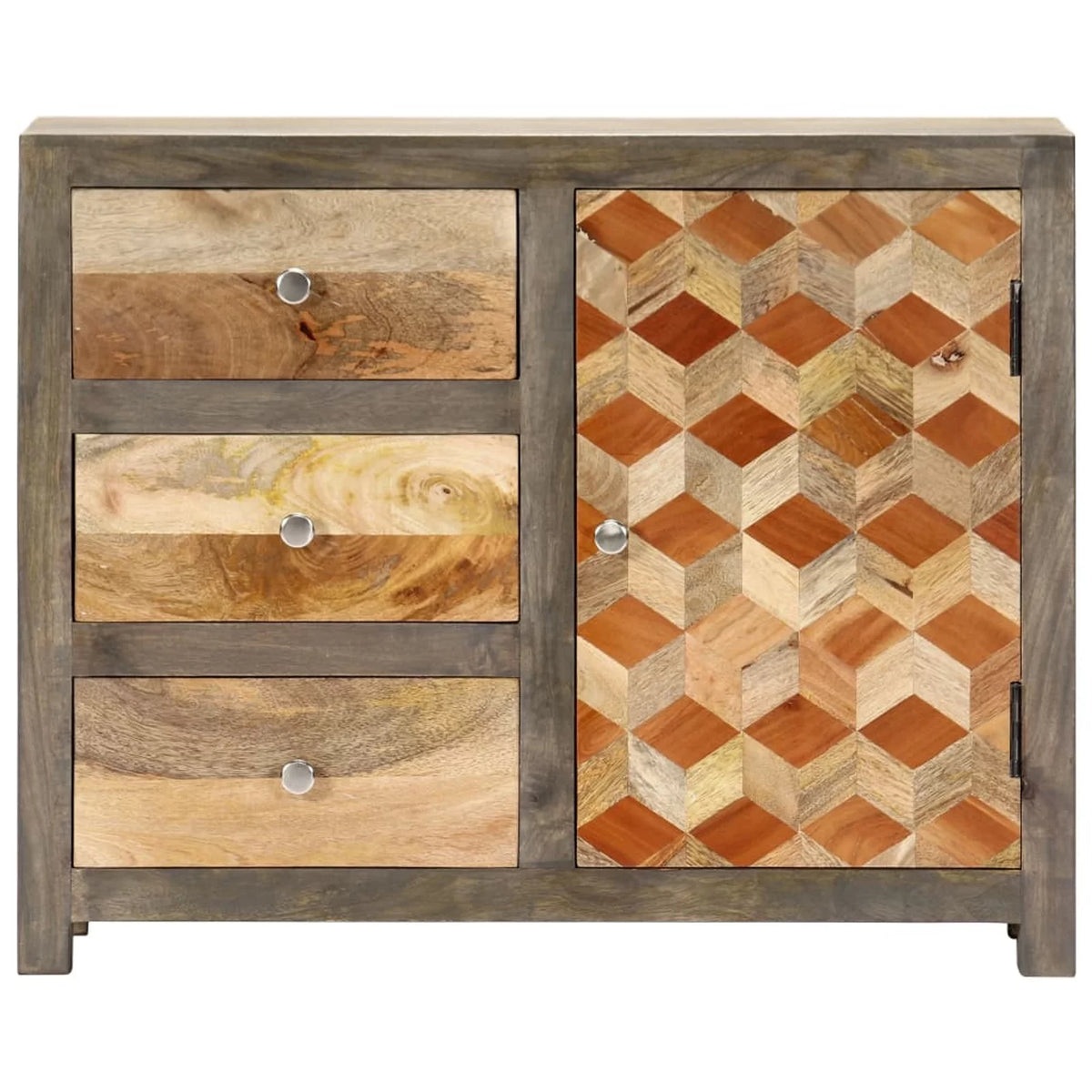 Gray Solid Mango Wood Side Cabinet N301