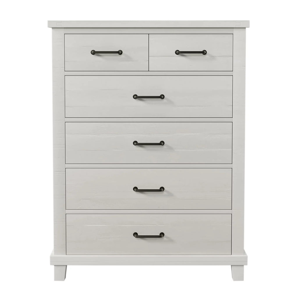 White Solid Pine Wood Six-Drawer Chest Z322