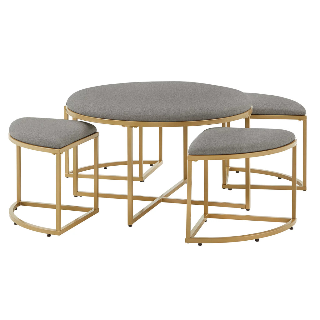 Round Coffee Table with Nesting Stools Y791989