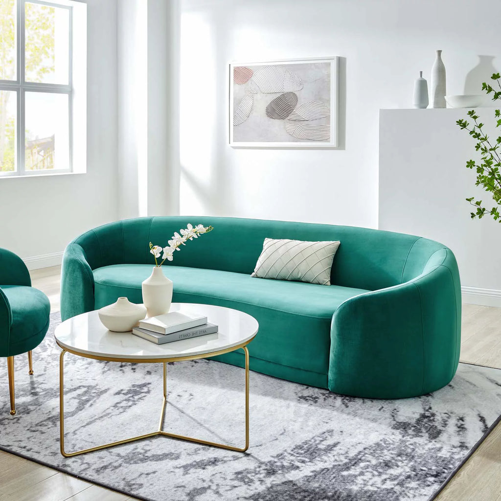 Teal Blue Velvet Sofa E7760