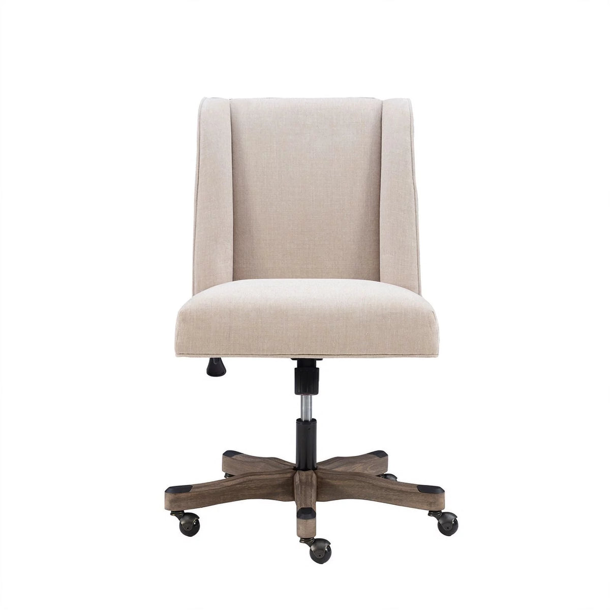 Upholstered Swivel Office Chair in Natural Linen L85639