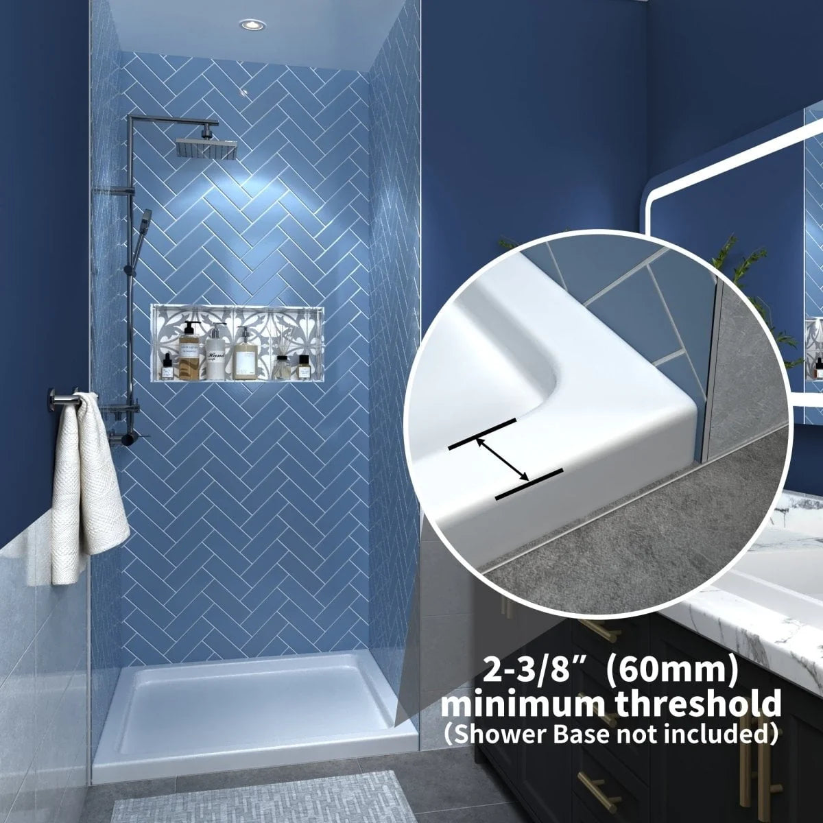 24-25.5 W x 72 H Black Hinged Pivot Clear Glass Shower Door B183959