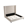 Velvet Upholstered Queen Platform Bed Beige A469649