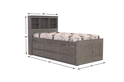 White Full Bookcase Bed with 6 Drawers F885
