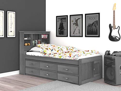 White Full Bookcase Bed with 6 Drawers F885