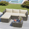 Grey 7 Pieces Outdoor Patio Furniture Set with Glass Tea Table M844703