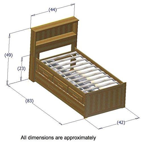 White Full Bookcase Bed with 6 Drawers F885