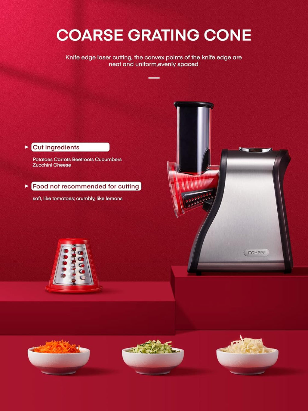 Electric Cheese Grater Salad Maker, Red M23619