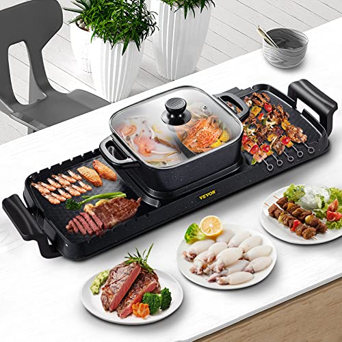 Electric Grill Hot Pot 2 in 1, Non-Stick Pan V726