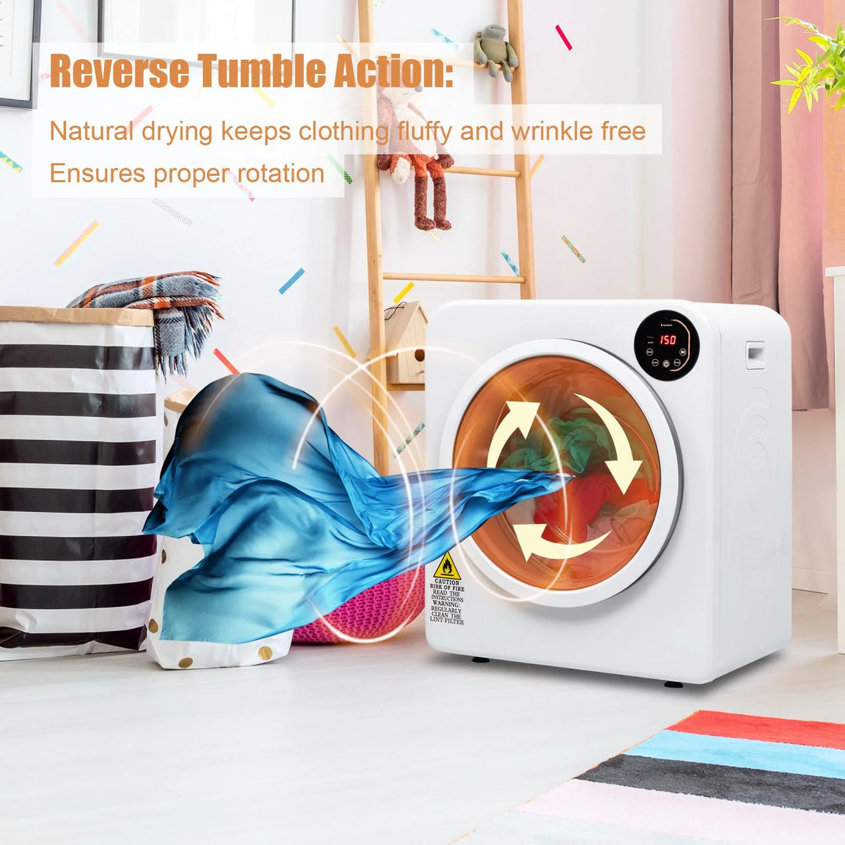 White 3.5 Cu.Ft Stainless Steel Compact Electric Clothes Dryer M106