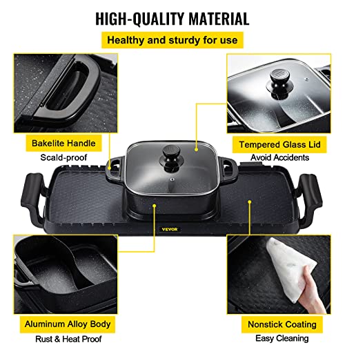 Electric Grill Hot Pot 2 in 1, Non-Stick Pan V726