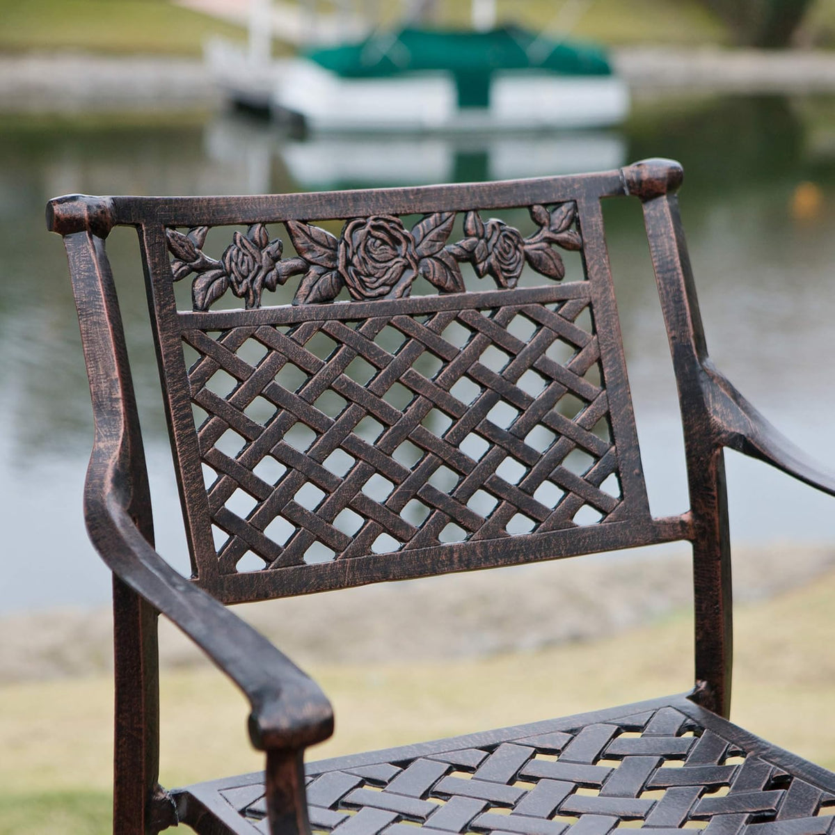 Shiny Copper Cast Aluminum Barstools 2-Pcs Set A1876