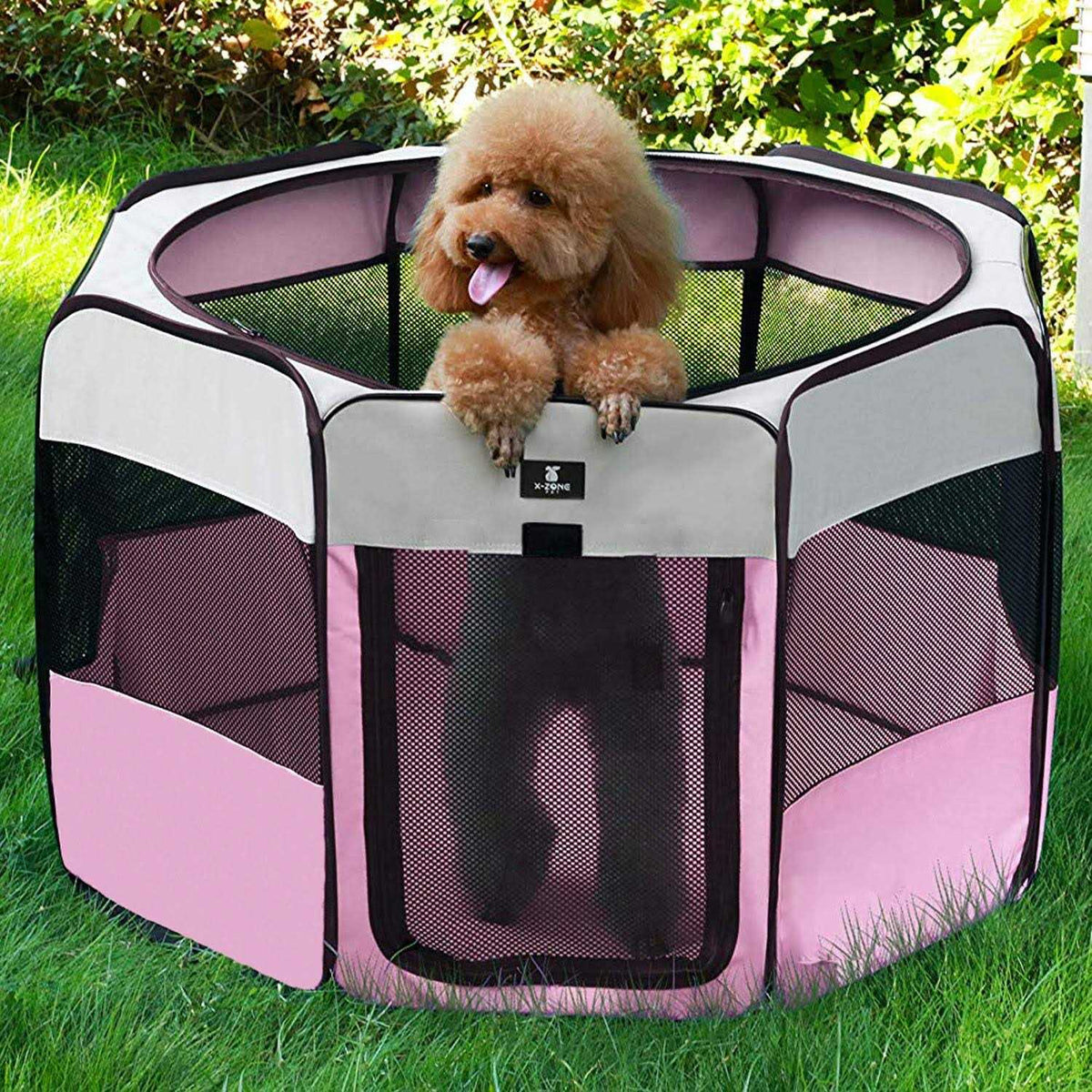 Portable Foldable Pet Playpen Kennel with Removable Zipper Top H851523