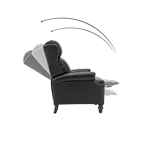 Turquoise Genuine Leather Push Back Recliner Chair with Solid Wood Legs S84833
