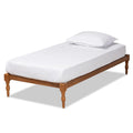 Walnut Brown Finished Wood Twin Size Platform Bed Frame E385