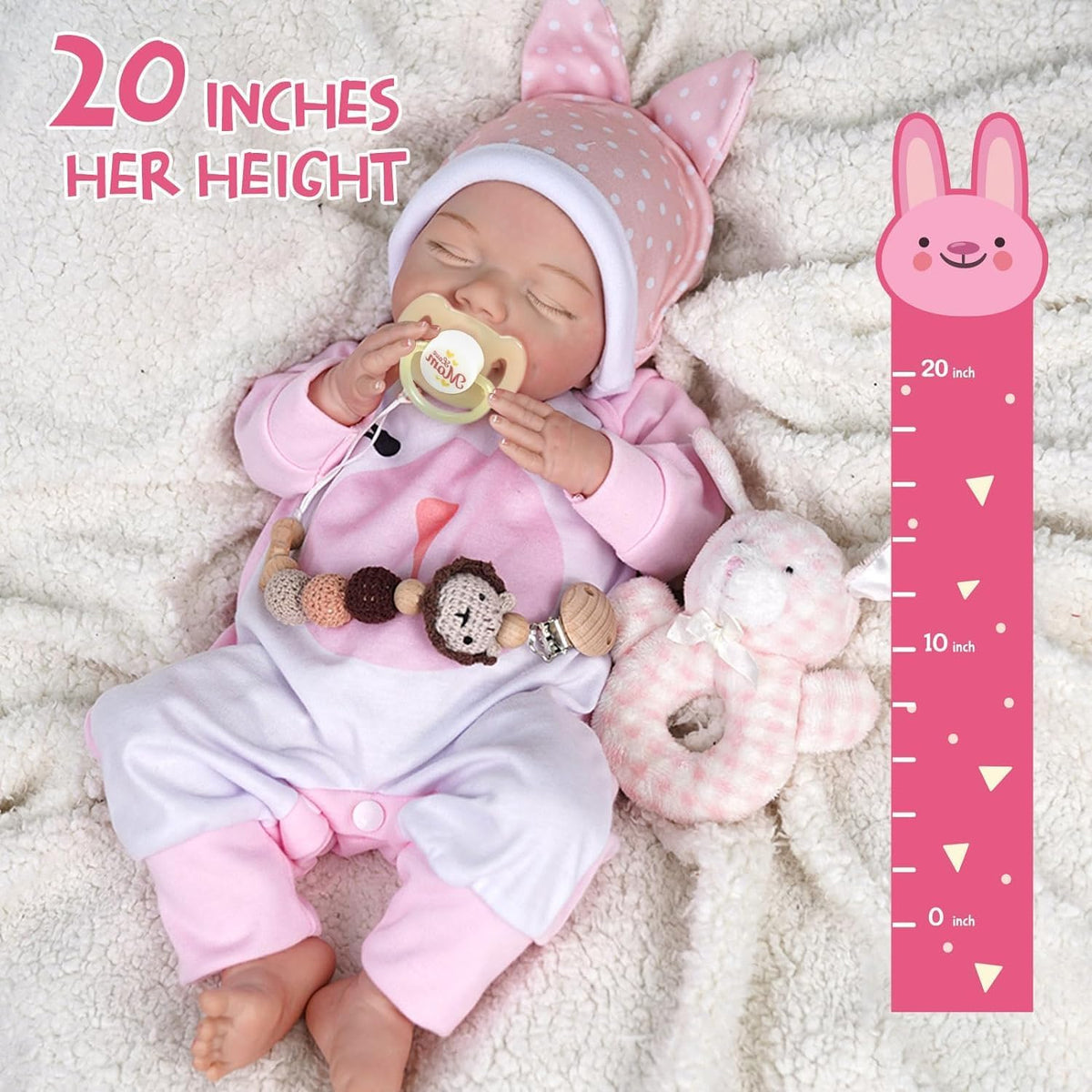 20 Inch Soft Body Realistic Baby Doll with Clothes Accessories Feeding Kit Y297