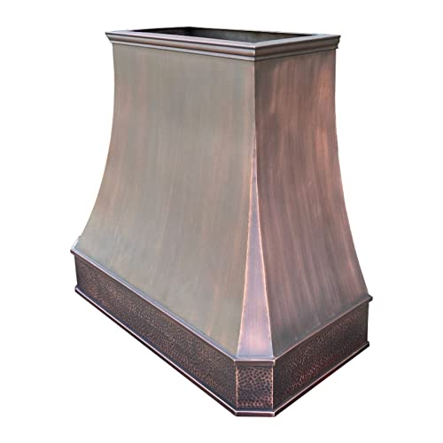 Light Hammered-Antique Copper Stainless Steel Kitchen Vent Hood S72329