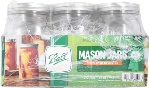 Clear Quart (32oz) Wide Mouth Mason Jar 12-pack K605