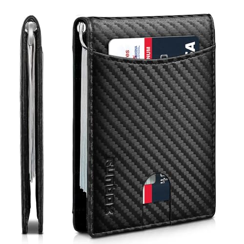 Genuine Leather Slim Bifold Wallet with Money Clip R884698