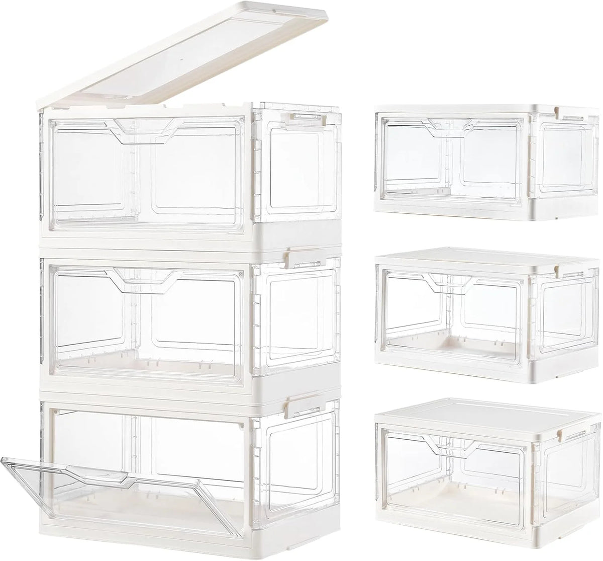 6 Pack Clear Stackable Plastic Storage Bins with Lids F1780