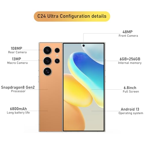 Cyan 6.8" HD Screen 48+108MP Zoom Camera 6800mAh Unlocked Smartphone E762