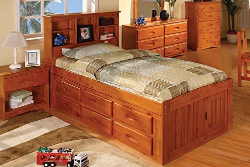White Full Bookcase Bed with 6 Drawers F885