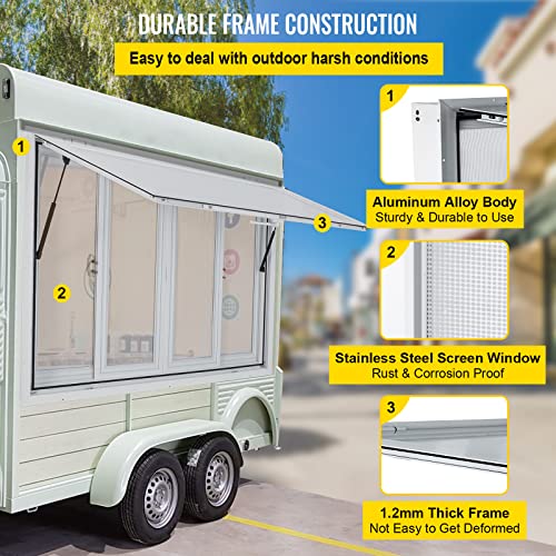 36 x 36 inch Aluminum Alloy Food Truck Service Window with 4 Horizontal Sliding Screen Windows S981
